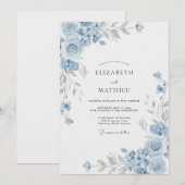 Invitation Mariage Fleur de Bleuet Ardoise (Devant / Derrière)