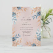 Invitation Mariage Fleur de Bleuet Champagne (Debout devant)