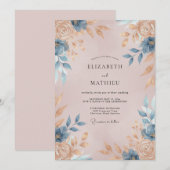 Invitation Mariage Fleur de Bleuet Champagne (Devant / Derrière)