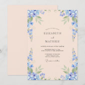 Invitation Mariage Fleur de Bleuet Champagne (Devant / Derrière)
