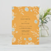 Invitation Mariage Fleur de Bleuet Jaune Moutarde (Debout devant)