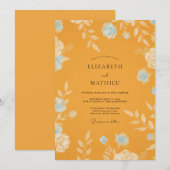 Invitation Mariage Fleur de Bleuet Jaune Moutarde (Devant / Derrière)