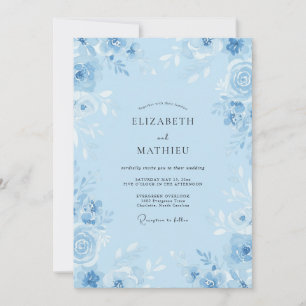 Invitation Mariage Fleur de Bleuet Ranunculus Eucalyptus