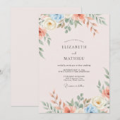 Invitation Mariage Fleur de Bleuet Rougeur (Devant / Derrière)