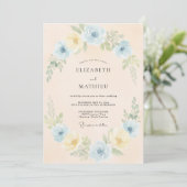 Invitation Mariage Fleur de Blossom Bleu Pâle (Debout devant)