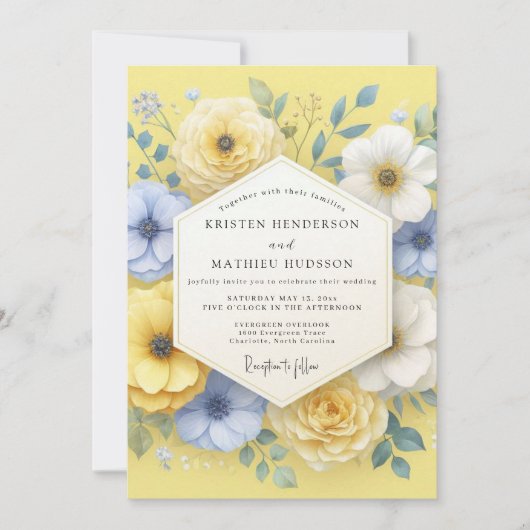 Invitation Mariage Fleur de Blossom Jaune (Devant)