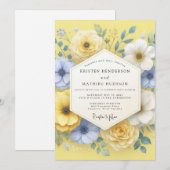 Invitation Mariage Fleur de Blossom Jaune (Devant / Derrière)