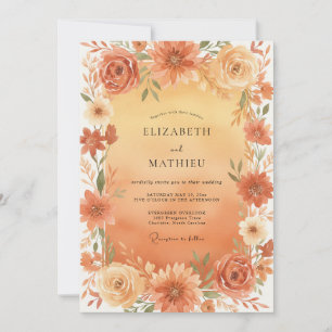 Invitation Mariage Fleur de Blossom Or Abricot