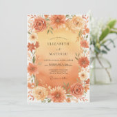 Invitation Mariage Fleur de Blossom Or Abricot (Debout devant)