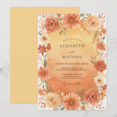 Invitation Mariage Fleur de Blossom Or Abricot (Devant / Derrière)