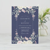 Invitation Mariage Fleur de Blush de Minuit (Debout devant)