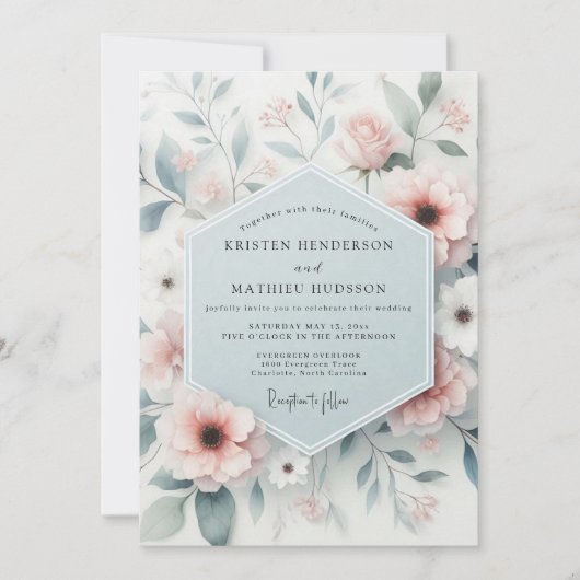 Invitation Mariage Fleur de Blush Gossamer (Devant)