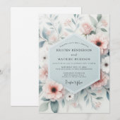 Invitation Mariage Fleur de Blush Gossamer (Devant / Derrière)