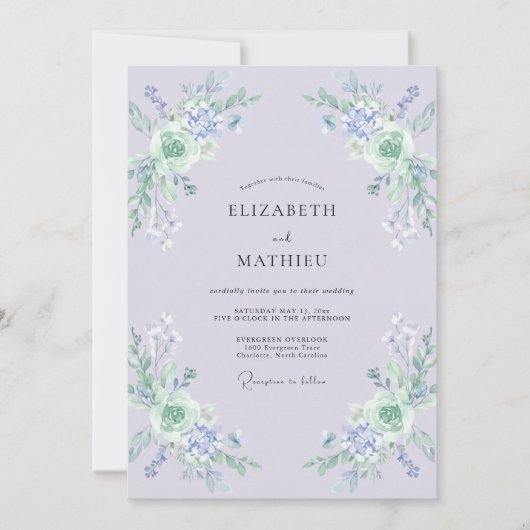 Invitation Mariage Fleur de Botanique Douce Lilas (Devant)