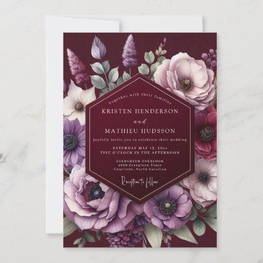 Invitation Mariage Fleur de Bourgogne Améthyste (Devant)
