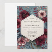 Invitation Mariage Fleur de Bourgone Victorien (Devant / Derrière)