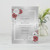 Invitation Mariage Fleur de Cerisier Argentée (Debout devant)