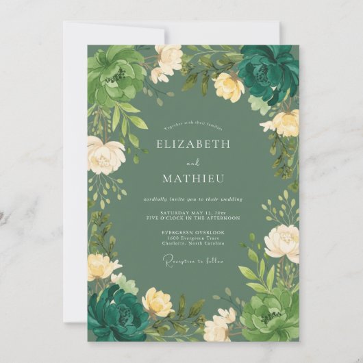 Invitation Mariage Fleur de Cerisier Crème de Mousse (Devant)