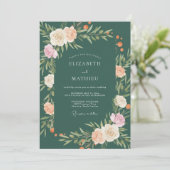 Invitation Mariage Fleur de Cerisier Émeraude (Debout devant)