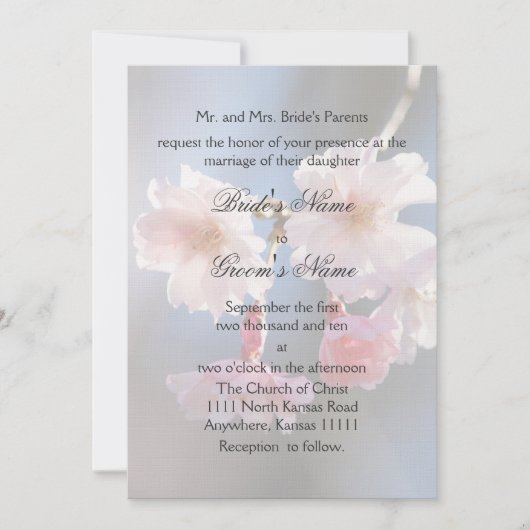 Invitation Mariage Fleur de Cerisier et Verset (Devant)