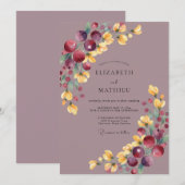 Invitation Mariage Fleur de Cerisier Mauve (Devant / Derrière)