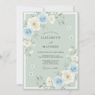 Invitation Mariage Fleur de Cerisier Menthe