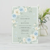 Invitation Mariage Fleur de Cerisier Menthe (Debout devant)