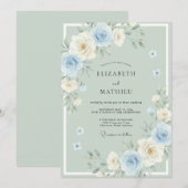 Invitation Mariage Fleur de Cerisier Menthe (Devant / Derrière)