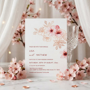 Invitation Mariage Fleur de Cerisier Rose Blanc