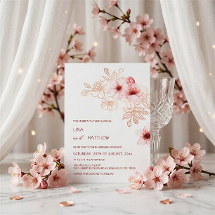 Invitation Mariage Fleur de Cerisier Rose Blanc