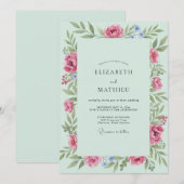 Invitation Mariage Fleur de Cerisier Rose Mousse de Mer (Devant / Derrière)