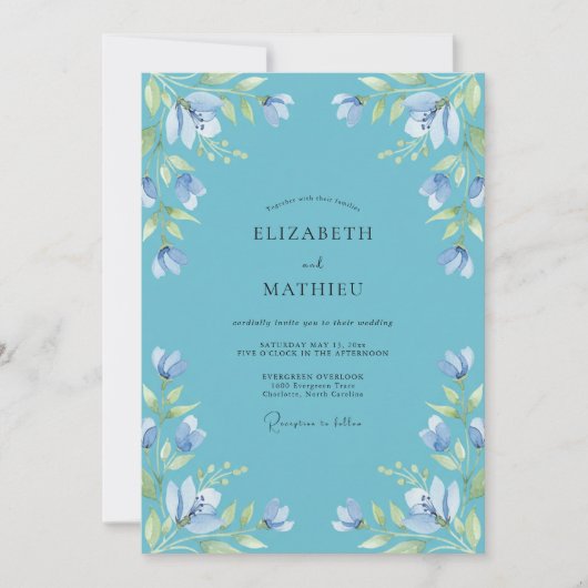 Invitation Mariage Fleur de Cerulean (Devant)