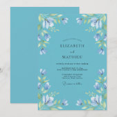 Invitation Mariage Fleur de Cerulean (Devant / Derrière)