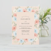 Invitation Mariage Fleur de Cerulean Blush (Debout devant)
