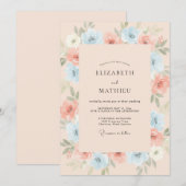 Invitation Mariage Fleur de Cerulean Blush (Devant / Derrière)