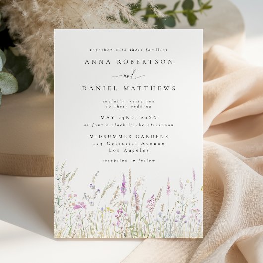 Invitation Mariage Fleur de Champ Bohème Douce