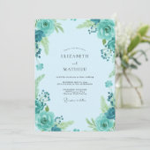 Invitation Mariage Fleur de Champ Ciel Turquoise (Debout devant)