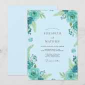Invitation Mariage Fleur de Champ Ciel Turquoise (Devant / Derrière)