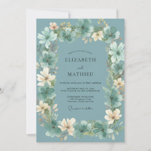 Invitation Mariage Fleur de Champ Crème Antique Ardoise