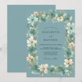 Invitation Mariage Fleur de Champ Crème Antique Ardoise (Devant / Derrière)
