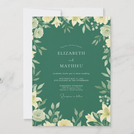Invitation Mariage Fleur de Champ de Mousse Profonde (Devant)