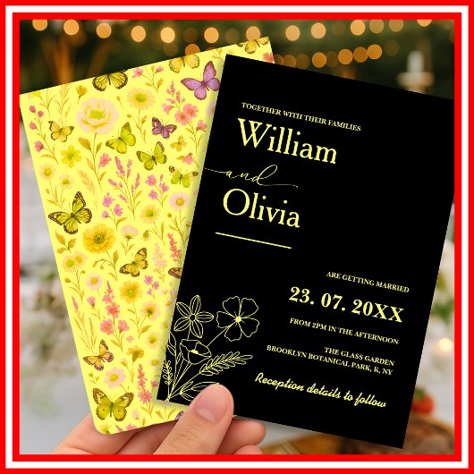 Invitation Mariage Fleur de Champ Jaune Beurre