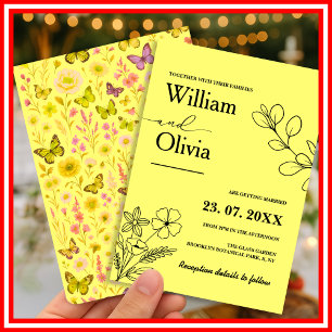 Invitation Mariage Fleur de Champ Jaune Beurre