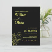 Invitation Mariage Fleur de Champ Jaune Beurre (Debout devant)