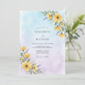 Invitation Mariage Fleur de Champ Jaune Brise (Debout devant)