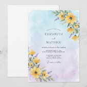 Invitation Mariage Fleur de Champ Jaune Brise (Devant / Derrière)