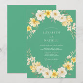 Invitation Mariage Fleur de Champ Jaune Mousse de Mer (Devant / Derrière)