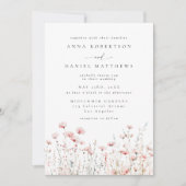 Invitation Mariage Fleur de Champ Rose Délicat (Devant)