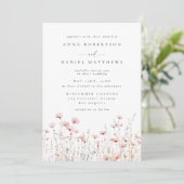 Invitation Mariage Fleur de Champ Rose Délicat (Debout devant)