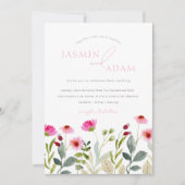 Invitation Mariage Fleur de Champ Rose Moderne (Devant)